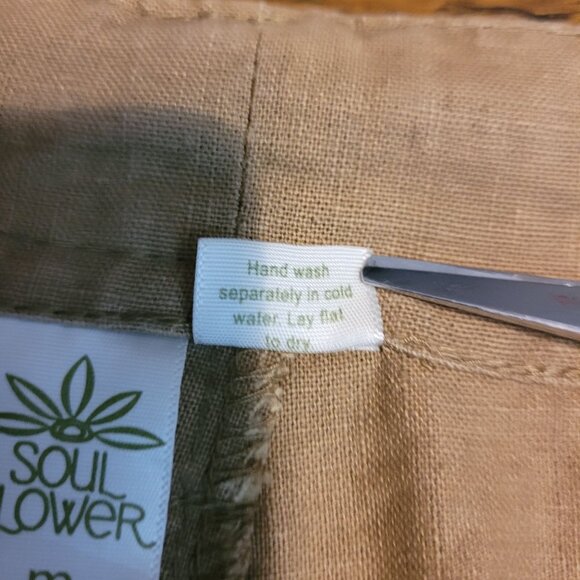 Soul Flower Hemp Blend Cargo Shorts M High Rise Tan Nature Outdoor Gorpcore - Picture 4 of 10